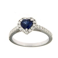 Anello da donna in oro bianco 18 kt con zaffiro blu e diamanti naturali – 2.20 g – Idee Preziose dal 1987 - IP.AK18B/2Z